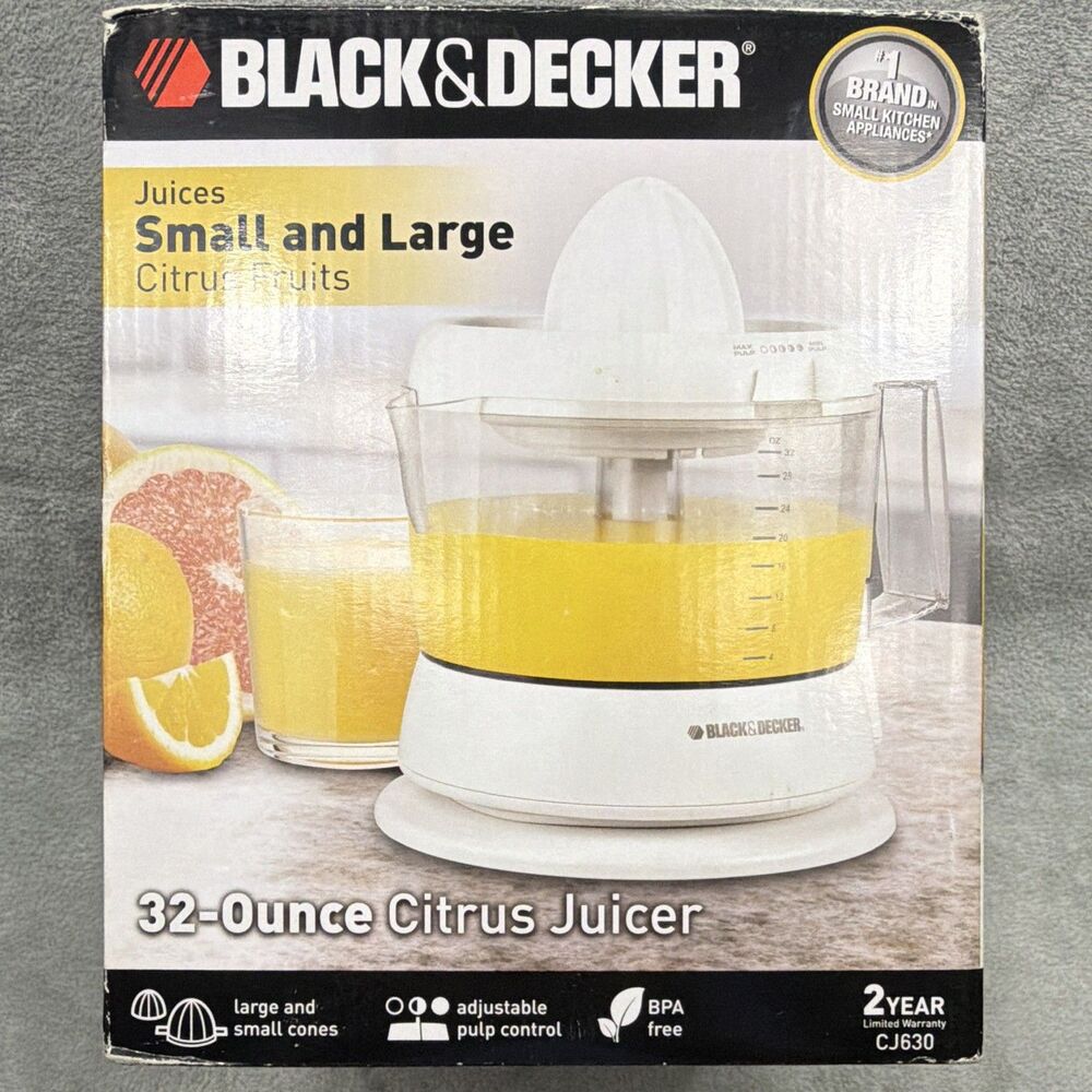 BLACK+DECKER CJ630 32 oz Electric Citrus Juicer White Adjustable BPA-Free NOS